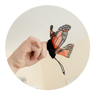 Hand mit einem Schmetterling.